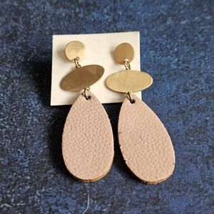 Cute Gold and Pink Teardrop Earrings